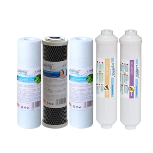 KP6-S3-QC - Komplet pięciu wkładów (S-PP20-BC, S-BL, S-PP5-BC, S-L-CARB-QC, S-L-MIN-QC) do systemów Osmotycznych typu RO6 oraz RO6 PREMIUM.