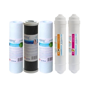 KP6-S3-QT - Komplet pięciu wkładów (S-PP20-BC, S-BL, S-PP5-BC, S-L-CARB-QT, S-L-MIN-QT) do systemów Osmotycznych typu RO6 oraz RO6 PREMIUM.